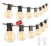 SUPERFA 30M/100FT Outdoor Festoon Lights with 50+2 G40 Shatterproof LED Bulbs, Mains Powered Waterproof Garden String Lights for Garden Party, Wedding