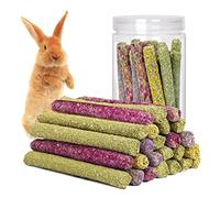 SUPERFA 30Pcs Timothy Hay Sticks, Rabbit Toys Boredom Breaker, Multiple Flavors of Rabbit Chew Toys, Suitable for Small Animals to Chew Treats, A Toy for Rabbits, Hamsters, Gerbils and Guinea Pigs