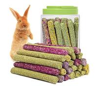 SUPERFA 70 Pcs Rabbit Treats, Rabbit Chew Toys Boredom Breaker, Mix Flavors Timothy Hay Sticks Suitable for Guinea Pig, Rabbits, Hamsters, Gerbils, and Small Rodent Pet Molar Teeth Treats Toys