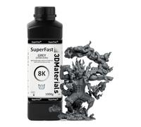 SuperFast 8K 3D Printer Resin Water Washable, 50um Print in 0.5 sec, Made in Korea by 3DMaterials (Grey, 1000g)