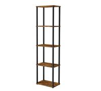Superfast Toolless Assembly, 5-Tier Living Room Shelf, standing Shelving Unit, Bedroom, Kitchen, Rustic Brown and Black