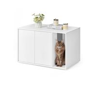 SONGMICS HOME Hidden Cat Litter Box Enclosure, Superfast Toolless Assembly, Cat Litter Cupboard with Push-to-Open Doors & Odor Control, Large Enclosed Litter Furniture, Snow White, PCL013W01