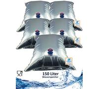 Superfind24 Water Bag Foldable Water Tank 5 x 30 L Water Emergency Preparation Set Freely Storage Also for Wine Juices Camping Festival Picnic Outdoor