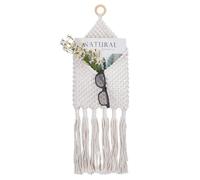 SUPERFINDINGS 1 Pcs Macrame Mail Organizer Wall Mounted 28 Inch/71cm Woven Cotton Hanging Storage Bag With 3 Deep Pockets Behind The Door Key Letter Holder For Boho Home Office Decor