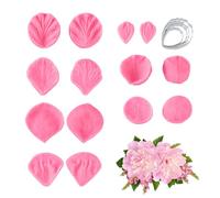SUPERFINDINGS 1 Sets Hibiscus Petals Slicone Molds with Cutting Frame Molds for Baking Peony Cutter Set and Veiner for Sugarpaste Flower Baking Tool for Fondant Chocolate