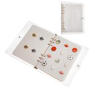 SUPERFINDINGS 10 Pages Enamel Pin Display Book A5 Pins Collection Storage Organizer Book Portable Travel Pin with Clear PVC Cover for Badges Storage and Presentation(Accessories Not Included) Beige