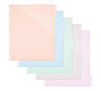 SUPERFINDINGS 10 Sheets 5-Tab Binder Plastic Divider 29.5x24cm 11-Ring Notebook Index Divider Set with Tab Labels Light Color Write-On Dividers for Notebook Folders