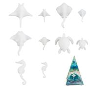 SUPERFINDINGS 10 Styles Mini Resin Fillers Fish Turtle Sea Horse Molds Miniature Ocean Animal Figurines Micro Landscape Decorations for Epoxy Moulds