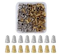 SUPERFINDINGS 100PCS 2 Colors Tibetan Style Bead Cone Alloy Bead End Caps Antique Spacer Beads Caps Cone for DIY Jewelry Making, 10x7mm, Hole: 2mm