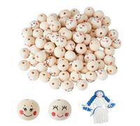 SUPERFINDINGS 100PCS 2 Styles Natural Wood Beads 20mm Smile Face Beads Smile Beads Big Wooden Beads Spacer Beads for Jewelry Keychain Angel Craft Hanging Ornaments Making