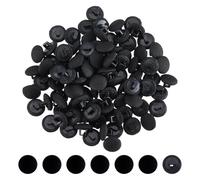 SUPERFINDINGS 100Pcs Black Satin Cloth Buttons 9.5mm Fabric Button Mushroom Fabric Covered Buttons with Plastic Round Shank Tuxedo Button for Wedding Dress Suits