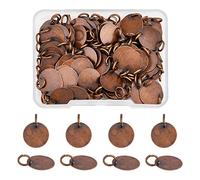SUPERFINDINGS 100Pcs Brass Stamping Blank Tag Charms 12mm Flat Round Metal Stamps Tags Red Copper Blanks Pendants for Bracelet Necklace Jewelry DIY Craft Making，Hole:4mm