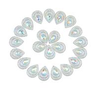 SUPERFINDINGS 100Pcs Clear Peacock Rhinestone 17.5x13mm Peacocks Tail Flat Back Resin Cabochon Teardrop Peacock Eye Flatback for DIY Jewelry Making Wedding Dress Decorations