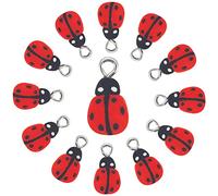 SUPERFINDINGS 100Pcs Red Ladybug Charms Pendant Handmade Polymer Clay Ladybug Charms with 1.8mm Platinum Tone Iron Loop Flatback Ladybugs Pendants for DIY Scrapbooking Handmade Decorations