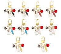 SUPERFINDINGS 10Pcs 5 Colors Teacher Appreciation Gift Keychains Alloy Teacher Gifts Key Chain Pencil Fruit Charm Keyrings For Women Men Teachers ' Day Thank You Keyring Gifts