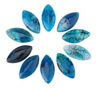 SUPERFINDINGS 10Pcs Natural Gemstone Cabochons Crystal Quartz Agate Cabochons Dyed Horse Eye Flatback Stone Cabochon for Necklace Bracelet Earring Jewelry Making Craft Steel Blue