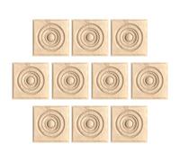SUPERFINDINGS 10Pcs Solid Wood Applique Block 81mm Rpund Carving Patch Flat Back Ready to Glue Furniture Door Drawer Bed Decor 11mm Relief Thick Square Onlay Moccasin
