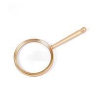 SUPERFINDINGS 10X Handheld Magnifying Glass Aluminum 9.5cm Large Gold Magnifier with Handle Shatterproof Lens Decorative Reading Magnifying Lens for Reading Inspection Seniors