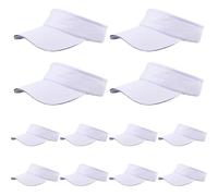 SUPERFINDINGS 12 Pcs Adjustable Sport Sun Visor Blank White Golf Visor Empty Top Ponytail Cap 23x27x8cm Wide Brim Foldable Beach Tennis Running Hat for Women Men
