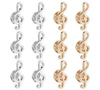 SUPERFINDINGS 12 Pcs Elegant Musical Note Corsage Brooch Platinum Gold G Clef Lapel Pins Tiny Treble Clef Pin 24x11.5mm Zinc Alloy Lapel Badge for Suit Hat Bag Accessories