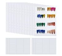 SUPERFINDINGS 12 Pcs Press On Nail Organizer Book Insert Pages 21.2x15cm A5 6 Hole Clear Nails Storage Refill Sheets with 270 Sticky Tabs for Salon Display Home DIY Manicure Supplies