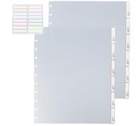 SUPERFINDINGS 12 Sheets 11 Disc Letter Tab Dividers Clear Discbound Tab Dividers 6-Tab Letter Binder Dividers 6 Tabs Plastic Divider with Stickers Disc Bound Planner