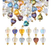 SUPERFINDINGS 120Pcs 12 Colors Faceted Glass Charms Electroplate Glass Beads Heart Teardrop Dangle Charms Pendants with Open Jump Rings Charm for Necklace Bracelet Jewelry Making,Hole: 2mm