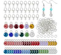 SUPERFINDINGS 120Pcs 12 Colors Rhinestone Charms Birthstone Charms with 80Pcs Lobster Claw Clasps and 120Pcs Jump Rings Clip On Charm DIY Accessories Pendants Making Kit Supplies