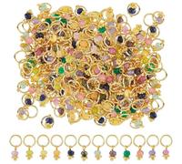 SUPERFINDINGS 120Pcs 12Colors Natural Stone Pendants Gemstone Charms Gemstone Bead Pendants Crystal Stone Charms Faceted Stone Pendants for Jewelry Making, Ring: 8mm