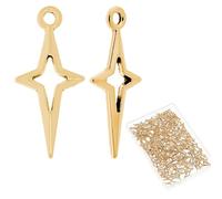 SUPERFINDINGS 120Pcs Golden Hollow Point Star Pendants Tibetan Golden Star Charms Bulk North Star Pendants Charms for DIY Jewelry Making Crafts Keychain, Hole: 1.6mm
