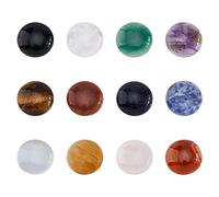SUPERFINDINGS 12Pcs 12 Styles Natural Cabochon Gemstone 25mm Half Round Dome Flatback Quartz Stone for Necklace Jewelry Making DIY Craft Handmade