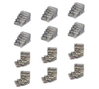 SUPERFINDINGS 12Pcs 2 Styles Miniature Steps Decoration Miniature Stone Stairs Resin Steps Mini Lighthouse Water Well Bridge Figurines for Garden DIY Kit Statues
