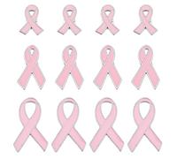 SUPERFINDINGS 12Pcs 3 Sizes Breast Cancer Awareness 3/4/5cm Ribbon Pins Pink Rhinestone Ribbon Pins Alloy Enamel Cancer Awareness Brooches Hope Lapel Pin Bulk for Charity Recognition Public Event