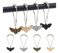 SUPERFINDINGS 12Pcs 4Colors Moth Shower Curtain Hooks 4.01inch Gothic Shower Curtain Rings Dead Moth with Skull Face Halloween Iron Shower Rings for Home Bathroom Balcony