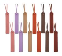 SUPERFINDINGS 12Pcs 6 Colors Classic Stitched Leather Bookmark Handmade Stitched Book Marks Colorful Bookmarks with Leather Rope Page Markers Reading Gifts for Reader Book Lover
