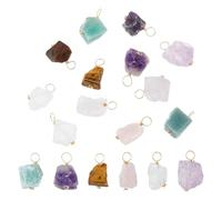 SUPERFINDINGS 12Pcs 6Styles Crystal Gemstone Pendant Natural Gemstone Charms Bulk Irregular Stone Charm with Golden Loop for Bracelet Necklace Jewelry Making, Hole: 0.5mm