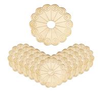 SUPERFINDINGS 12Pcs Brass Backplate Washers 3cm Classical Furniture Decoration Gasket Flower Hardware Accessories for Box Handles Knobs Furniture Cabinet Golden