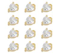 SUPERFINDINGS 12Pcs Brass Micro Pave Cubic Zirconia Charms Gold-Plated Heart Rhinestones Strass Pendants for Choker Tiny Dangle Necklace Bracelet Jewelry, Hole: 2.5mm