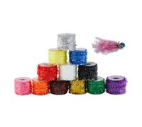 SUPERFINDINGS 12Pcs Fly Tying Chenille Yarn Spooled Crystal Flash Line 5mm Width 18m/19.7Yards Per Spool For Nymph Streamers Lure Making And Crappie Jig Making Supplies