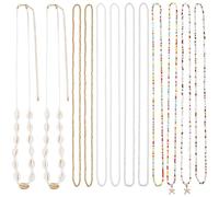 SUPERFINDINGS 12Pcs Glass Bead Waist Chain For Bikini Beach | Adjustable Length,Multi-layer Design,Portable Clear Case,Versatile Use