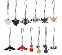 SUPERFINDINGS 12pcs Halloween Theme Phone Ghost Pumpkin Fashion Lanyard Strap 7.8~9.2cm All Saints' Day Cat Bat Pirate Chain