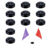 SUPERFINDINGS 12Pcs Miniature Flag Stand Base Two Hole Desk Flag Holder Black Mini Flag Stand Plastic Lightweight Smooth Flag Holders for Display Small Mini Flags 6.3x2.5cm