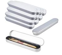 SUPERFINDINGS 12Pcs Tinplate Pen Storage Container Platinum Ballpoint Pen Storage Box 17.8x3.7cm Slim Metal Pencil Case with Sponge Lining Empty Pen Gift Box for Travel Desk Organizer