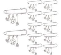 SUPERFINDINGS 12Pcs Witch Hat and Broom Charm Pendant Brooch Stainless Steel Witch Wizard Hat Star Pins Brooches Pentagram Pendant Charm Pin for Women Men Jewelry Gift
