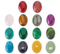 SUPERFINDINGS 14 Style 18x13mm Natural Oval Gemstone Cabochon Synthetic Flat Back Gemstone Chakra Crystal Cabochon Covers for Craft Making