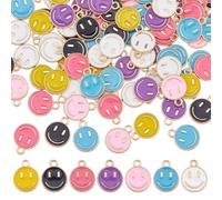 SUPERFINDINGS 140Pcs 7 Colors Smile Face Charms Pendants Alloy Enamel Charms with Smile 14.5x12mm Colorful Happy Face Enamel Pendant for DIY Jewelry Making,Hole: 1.5mm