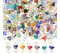 SUPERFINDINGS 140Pcs 7 Styles Glass Dangle Charms Triangle Faceted Glass Charms Faceted Beads with Brass Loop Pendants Colorful Crystal Charm for Earrings Necklace Bracelet Jewelry Making,Hole: 2.3mm