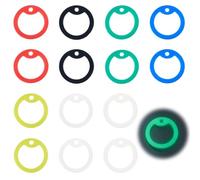 SUPERFINDINGS 14Pcs 7 Colors Circle Silicone Dog Tag Silencer Glow in The Dark Silencer to Protect Pet Tag and Engraving Pet Name Tags Protector for Collar Reduce Noise Cover ID Protector