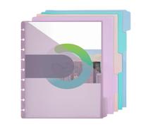 SUPERFINDINGS 15 Pcs Discbound Pocket Dividers 0.5mm Slim Plastic Binder Dividers Letter Size Snap in Plastic Binder Pockets Discbound Notebook Divider for Office Home Planner Organization