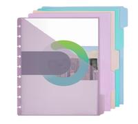 SUPERFINDINGS 15 Pcs Discbound Pocket Dividers 11.1x9.6 Inch/28.3x24.5 cm Letter Size Snap In Plastic Binder Pockets Discbound Notebook Dividers for Office Home Planner Organization